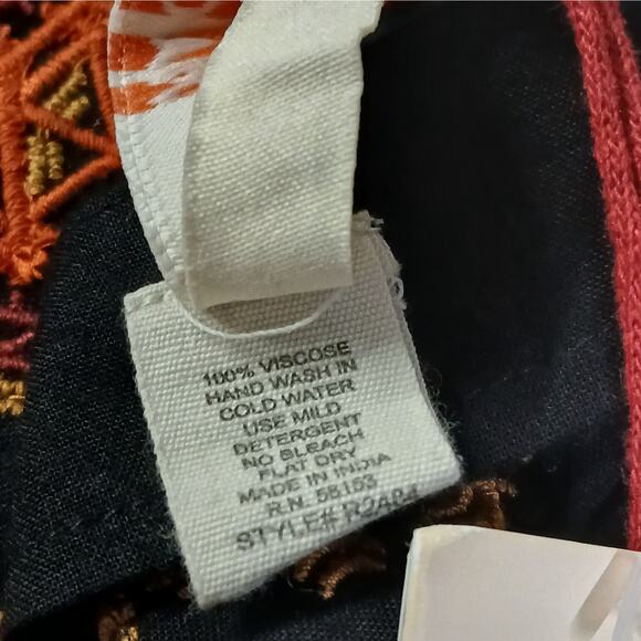 Anthropologie Raga Rala Bohemian Tunic Dress Small Black Embroidered Boho Hippie - Picture 12 of 12